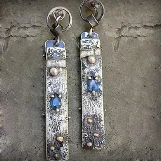 Handmade earrings made of blue stone Unique Joyas