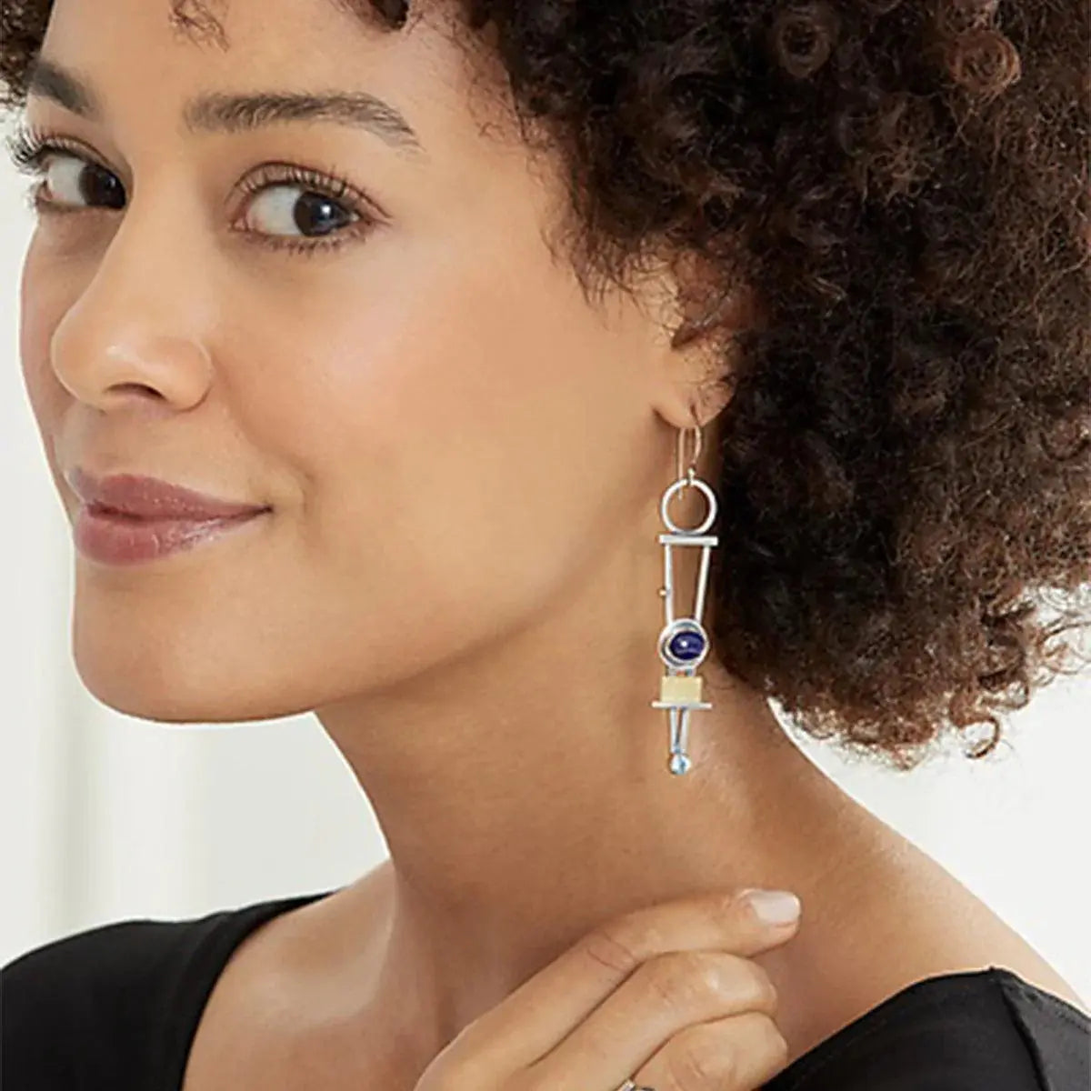 Two-Colored Plaid Earrings Unique Joyas