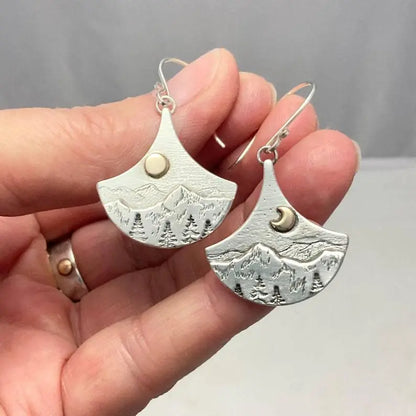 Boho Sun and Moon Silver Earrings by Natura Unique Joyas