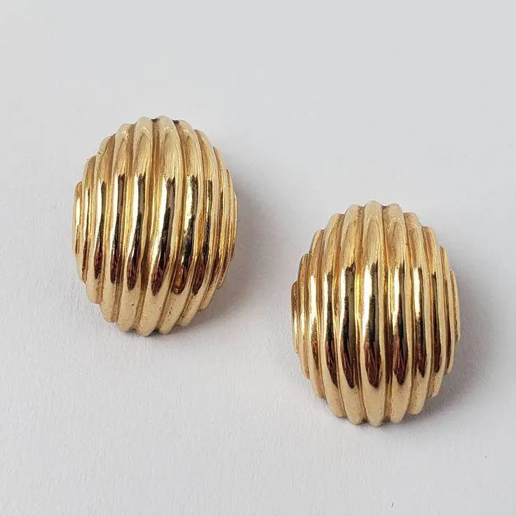 Vintage Embossed Gold Earrings Unique Joyas