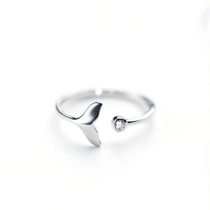 Ring with dolphin tail made of 925 sterling silver and adjustable zirconium dioxide Unique Joyas