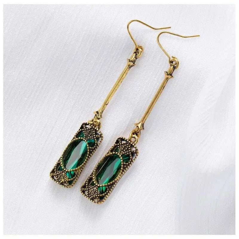 Green Lantern Pendant Earrings in Gold Unique Joyas