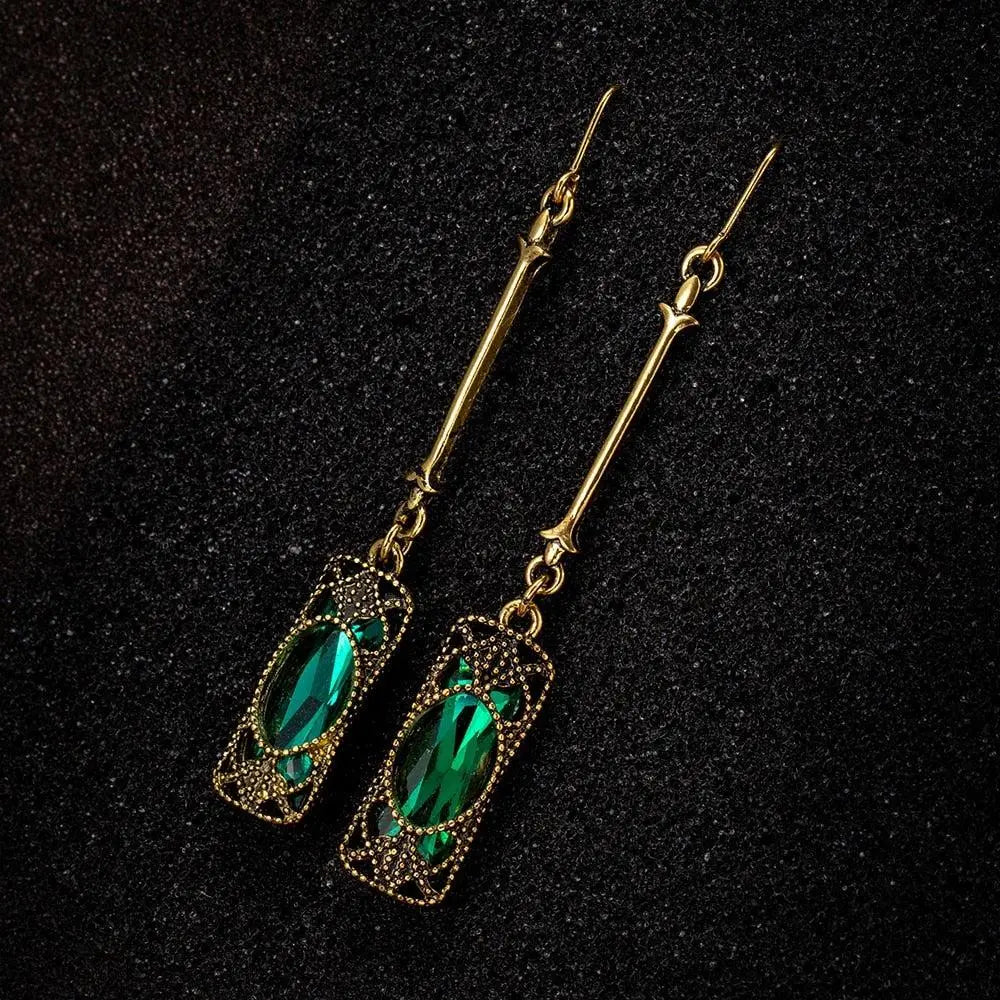 Green Lantern Pendant Earrings in Gold Unique Joyas