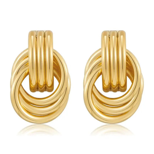 Vintage Gold Hoop Knot Earrings Unique Joyas