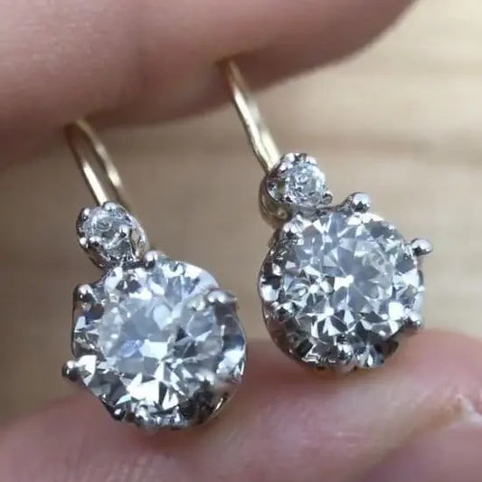 Vintage Zirconia Platinum Earrings