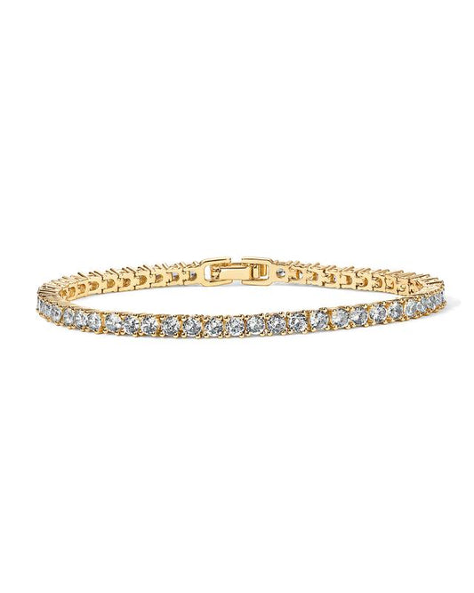 Golden Glow: Dazzling Crystal Tennis Bracelet Unique Joyas