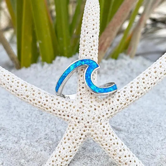 Ocean Waves Ring made of Opal and Silver Unique Joyas