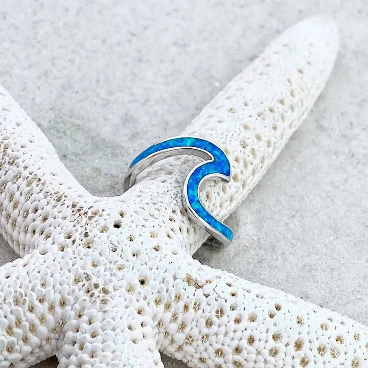 Ocean Waves Ring made of Opal and Silver Unique Joyas