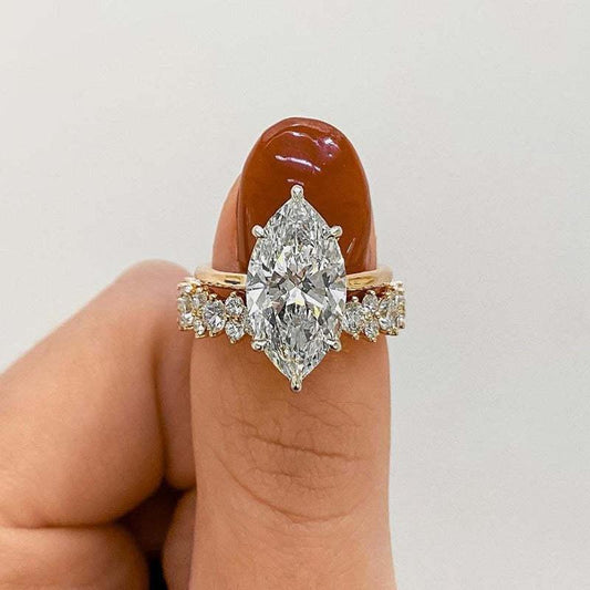 Luxury Marquise Diamond Ring Set in Gold Unique Joyas