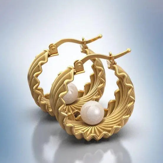 Vintage Gold Pearl Basket Earrings Unique Joyas