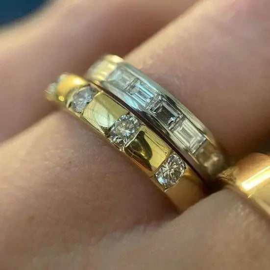 Double Crystal Ring in Gold and Vintage Silver Unique Joyas