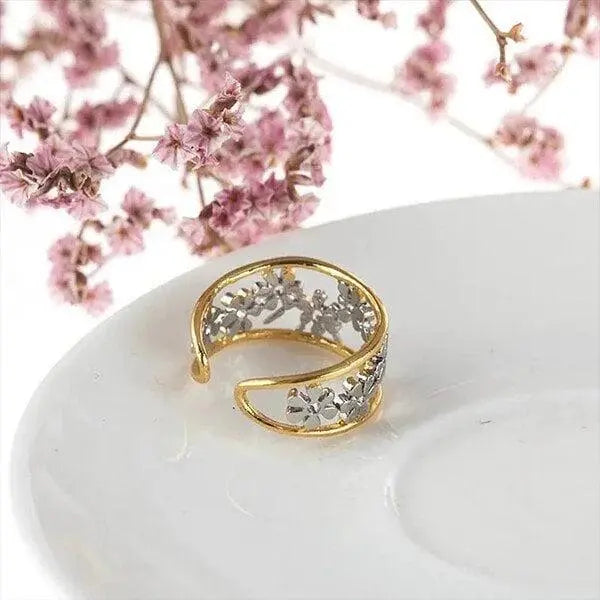 Irregular Hollow Daisy Ring Unique Joyas