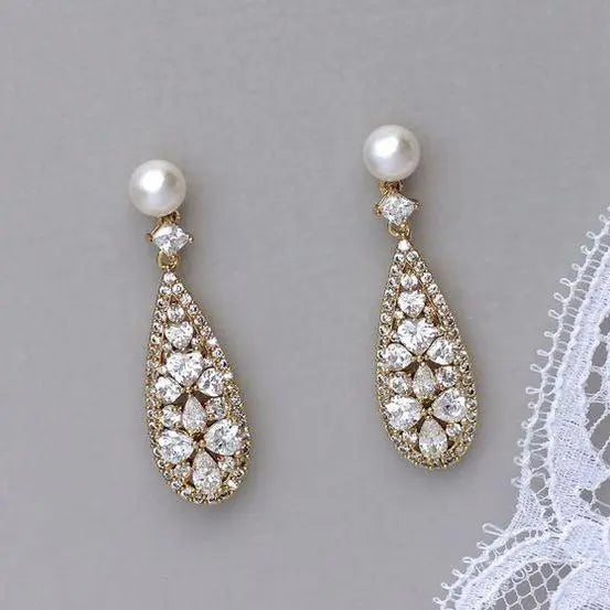 Vintage Bright & Pearl Earrings Unique Joyas