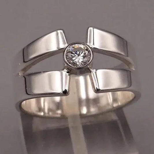 Forged Ring with Zirconia in Silver Unique Joyas