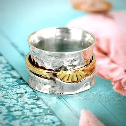 Sun and Moon Spinner Ring Unique Joyas