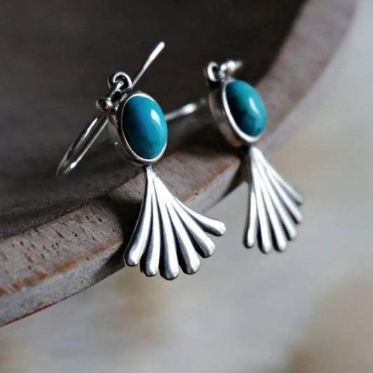 Boho Earrings with Blue Opal Unique Joyas