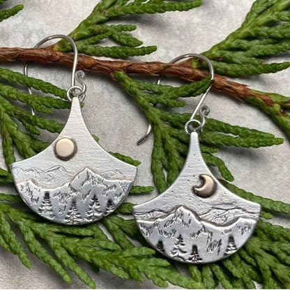 Boho Sun and Moon Silver Earrings by Natura Unique Joyas