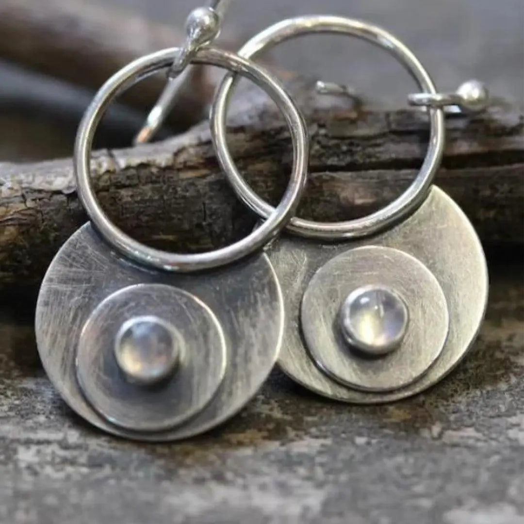 Double Silver-Plated Earrings Unique Joyas