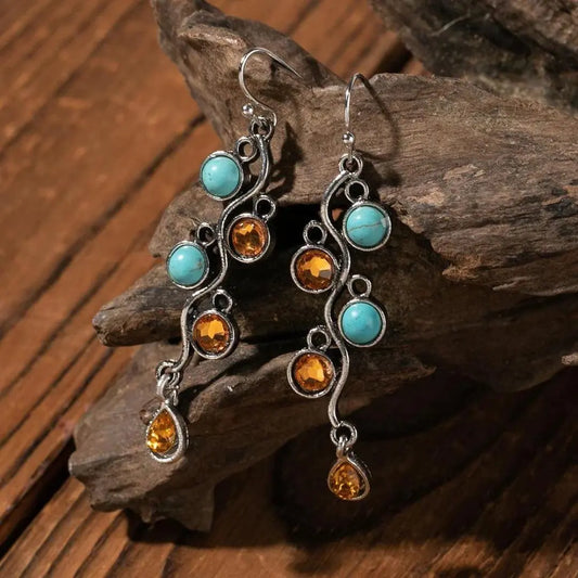 Boho earrings with zirconia and opal in silver Unique Joyas