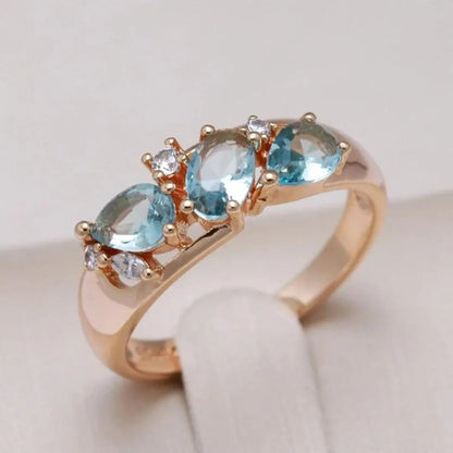 Blue Zirconia Ring in Gold Unique Joyas