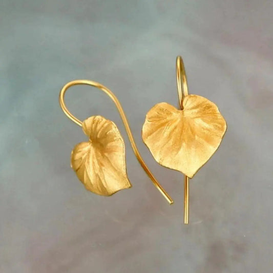 Golden Leaf Earrings Unique Joyas