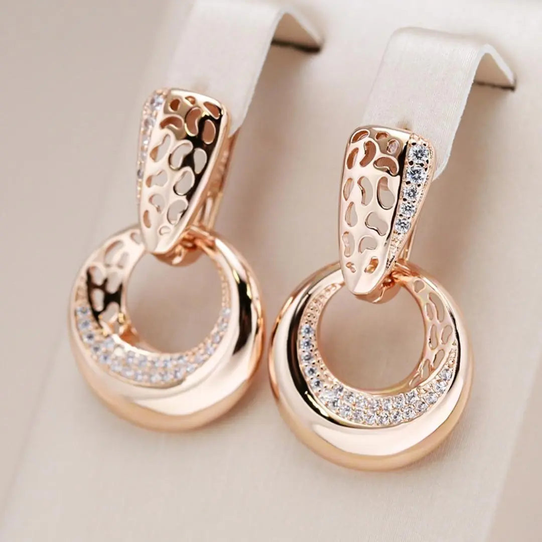 Elegant Earrings Gold Scale Circle Unique Joyas