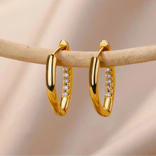 Exquisite Gold Earrings with Zirconias Unique Joyas