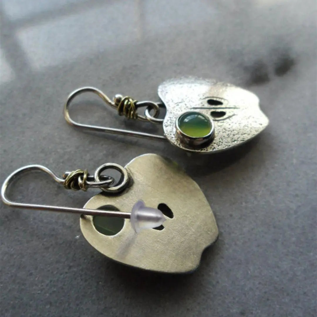 Earrings with green crystal in silver Unique Joyas