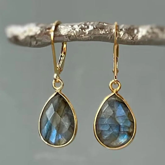 Vintage-Style Blue Crystal Drop Earrings Unique Joyas