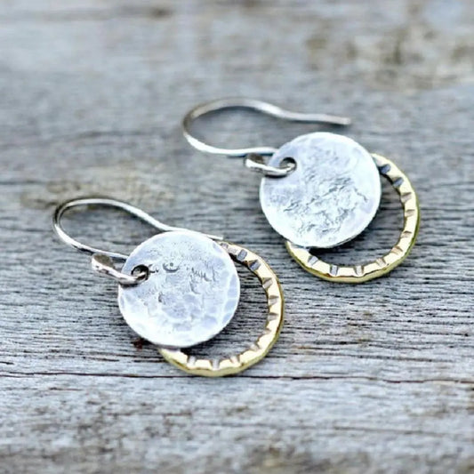 Vintage Gold & Silver Plate Earrings Unique Joyas