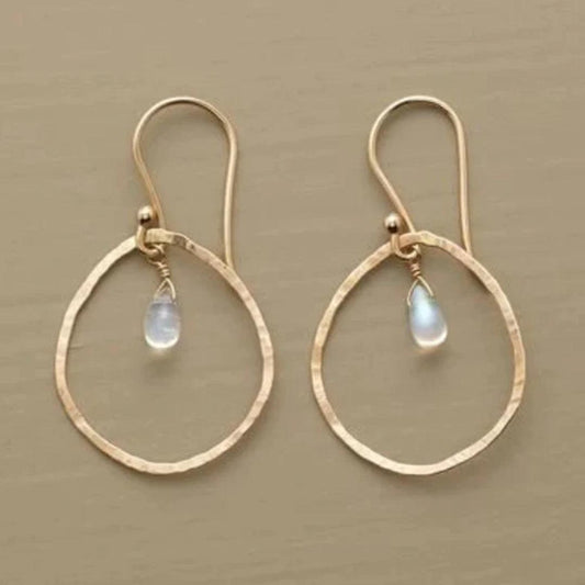 Vintage earrings made of white crystal in gold Unique Joyas