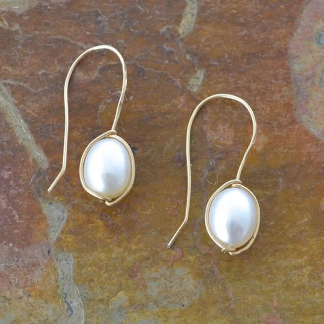 Vintage Gold Pearl Earrings Unique Joyas