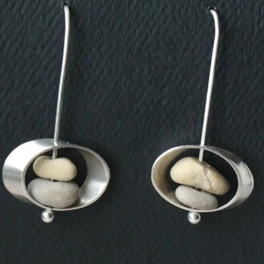 Vintage earrings made of stone and silver