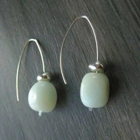 Vintage Silver Green Stone Earrings