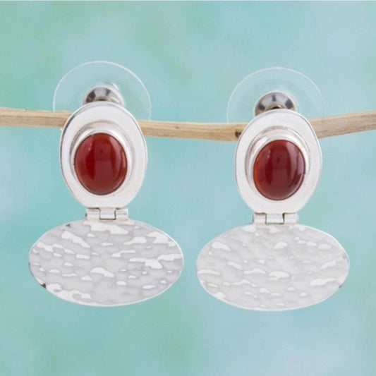 Vintage Earrings in Silver and Red