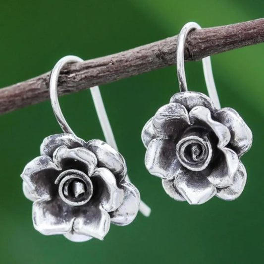 Vintage Silver Blossom Earrings