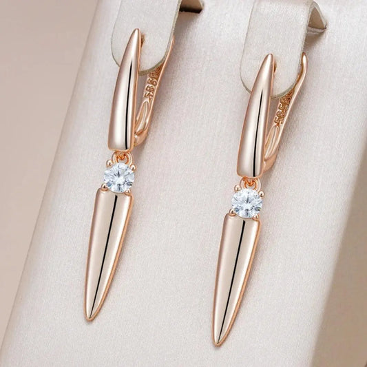 Earrings with Shiny Tips in Elegant Gold Unique Joyas