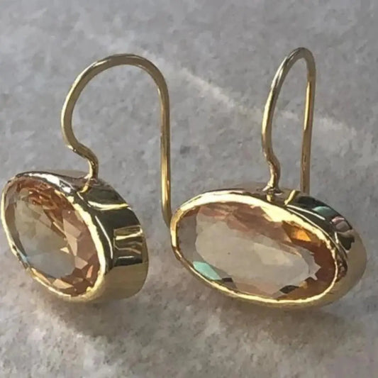 Gold earrings with crystal inlays Unique Joyas