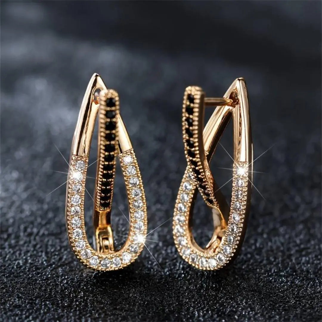 Elegant black glossy earrings Unique Joyas