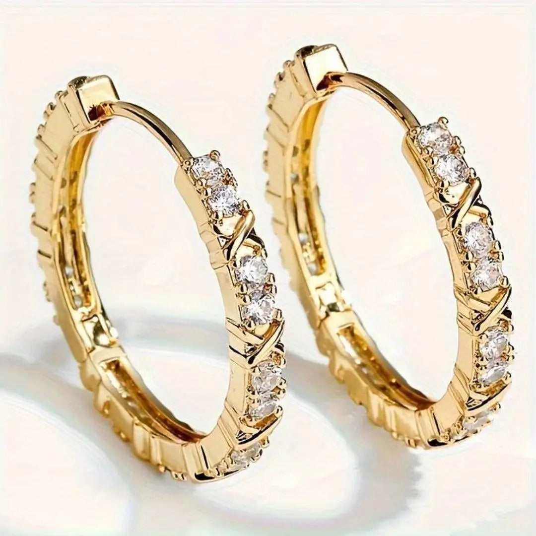 Elegant gold-plated shiny earrings Unique Joyas