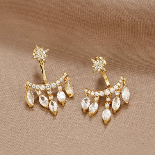 Crystal Earrings in Gold Unique Joyas