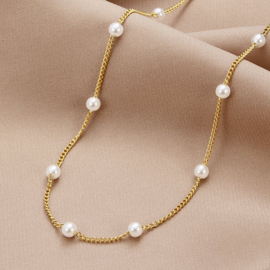 Freshwater pearl gold necklace Unique Joyas