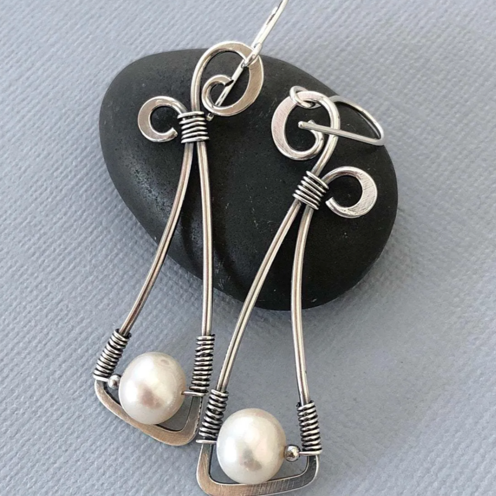 Vintage Sterling Silver Pearl Earrings