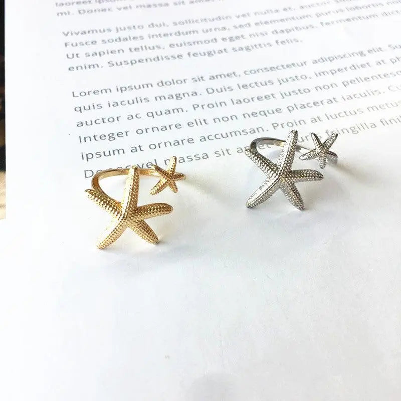 Adjustable Starfish Ring in Silver and Gold Unique Joyas