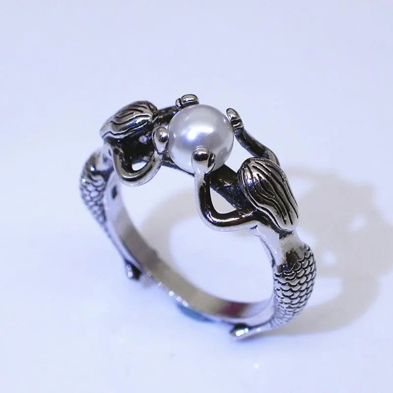 Mermaid Ring with Pearls in Silver Unique Joyas