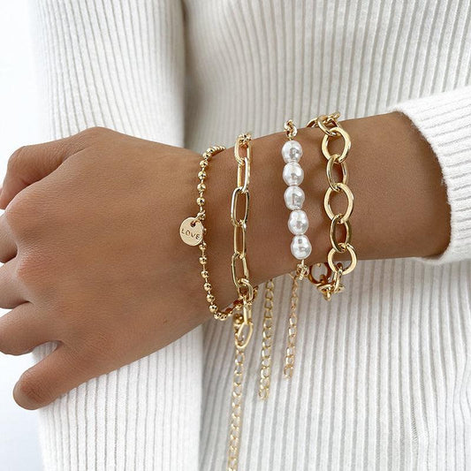 Gold Pearl Bracelets Unique Joyas