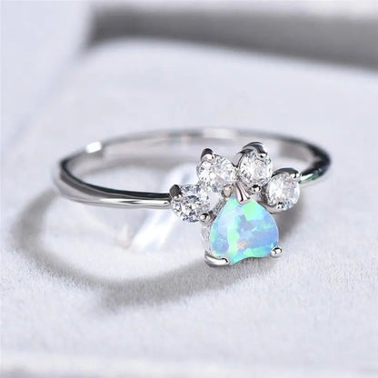 Opal and Zirconia Ring Unique Joyas