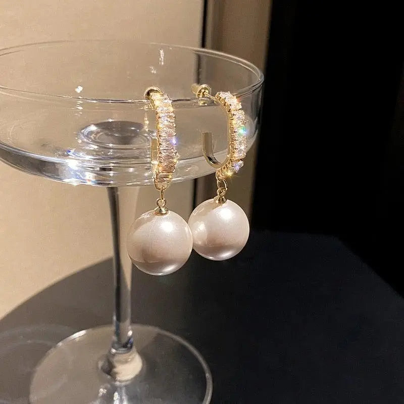 Luxury Earrings with Pearls and Zircons Unique Joyas