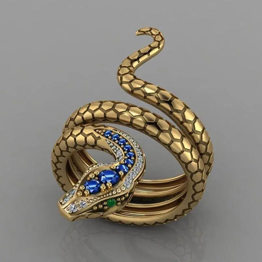 Golden Python Ring Unique Joyas