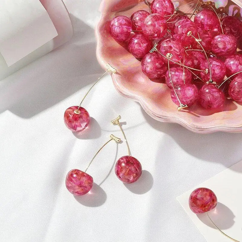 Pink Cherry Luxury Earrings Unique Joyas